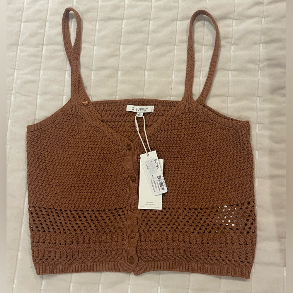 Z Supply Teakwood Tay Crochet Tank